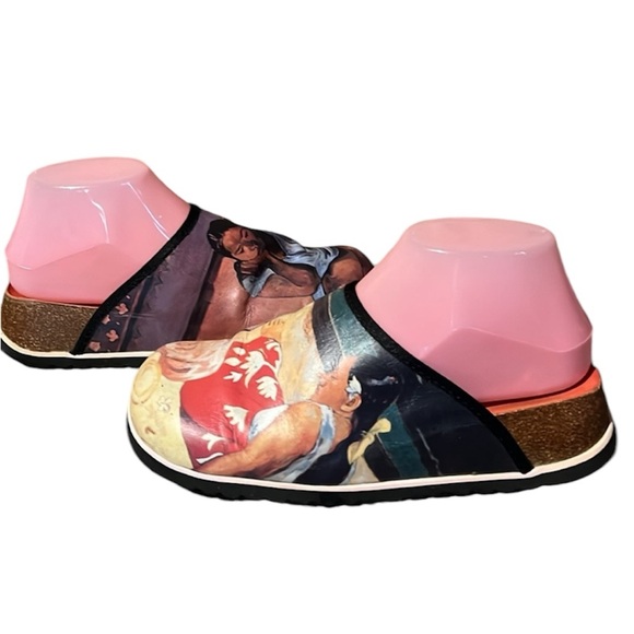 💰BOGO FREE Tabarca By Pepe Leather Hawaiian Print Slides Sandals - Picture 1 of 10